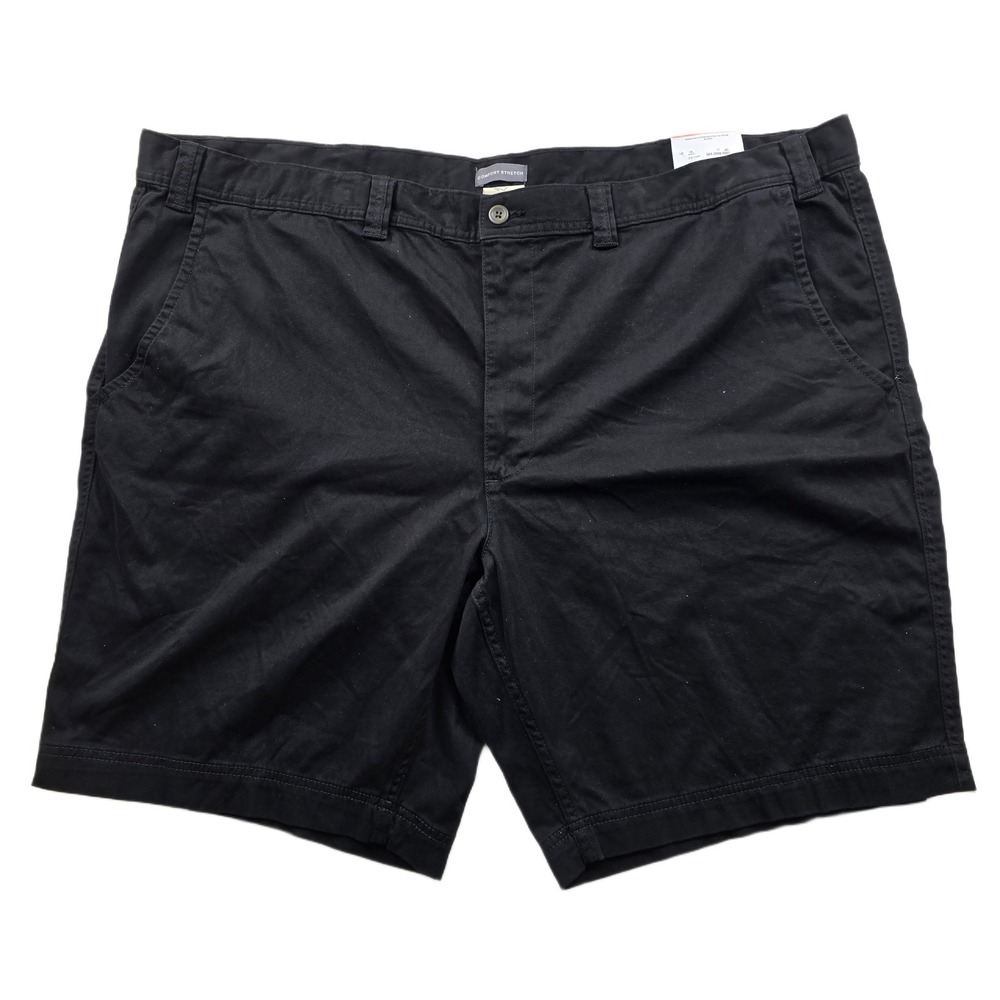 St. John's Bay Shorts Mens‎ 52 Big Black Cotton Blend Comfort Stretch Flat Front